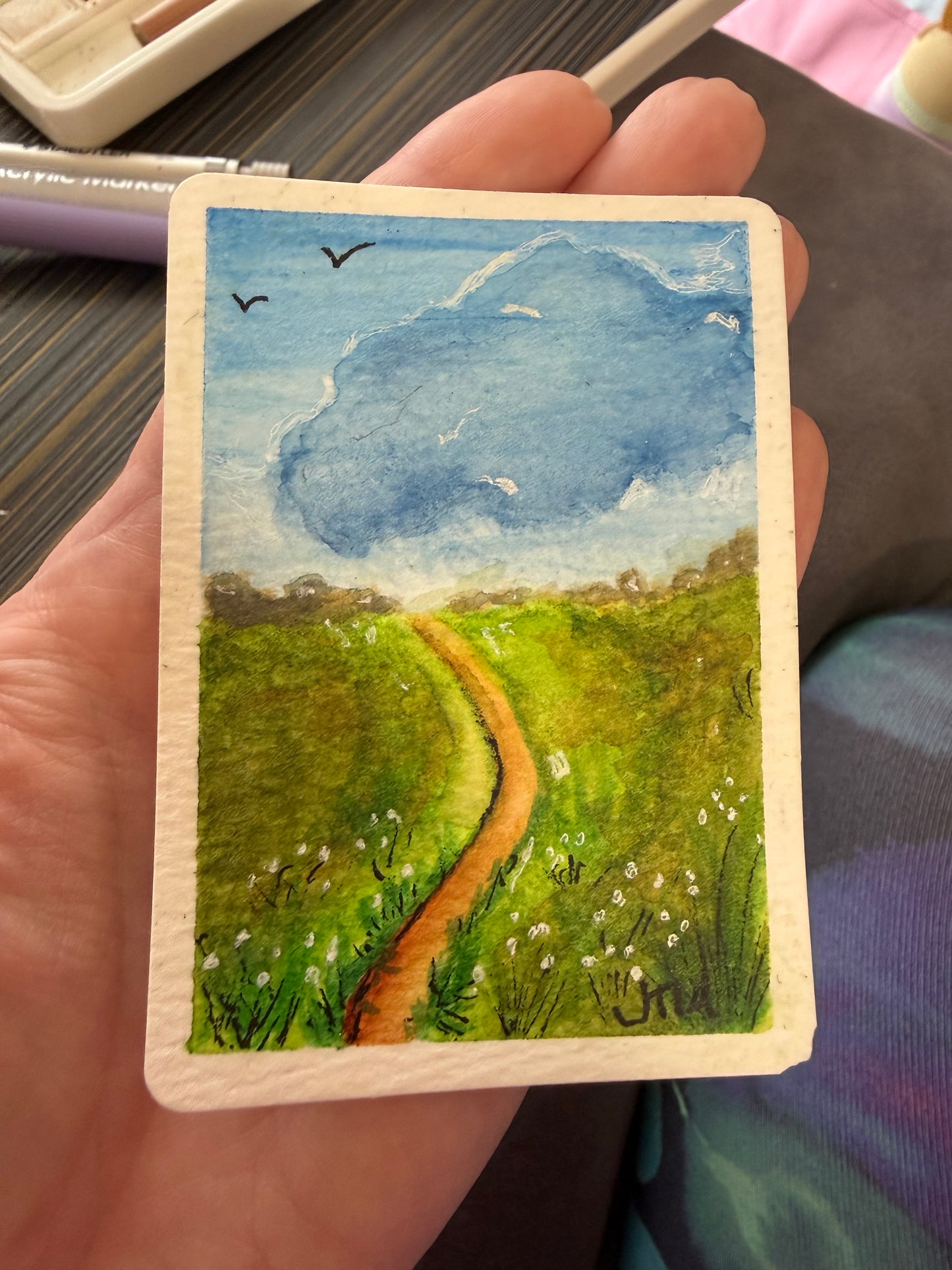 The Road Less Traveled 2, watercolor original/ ACEO