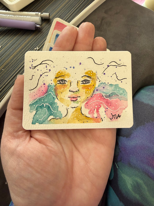 Mermaid Hair, watercolor original/ ACEO
