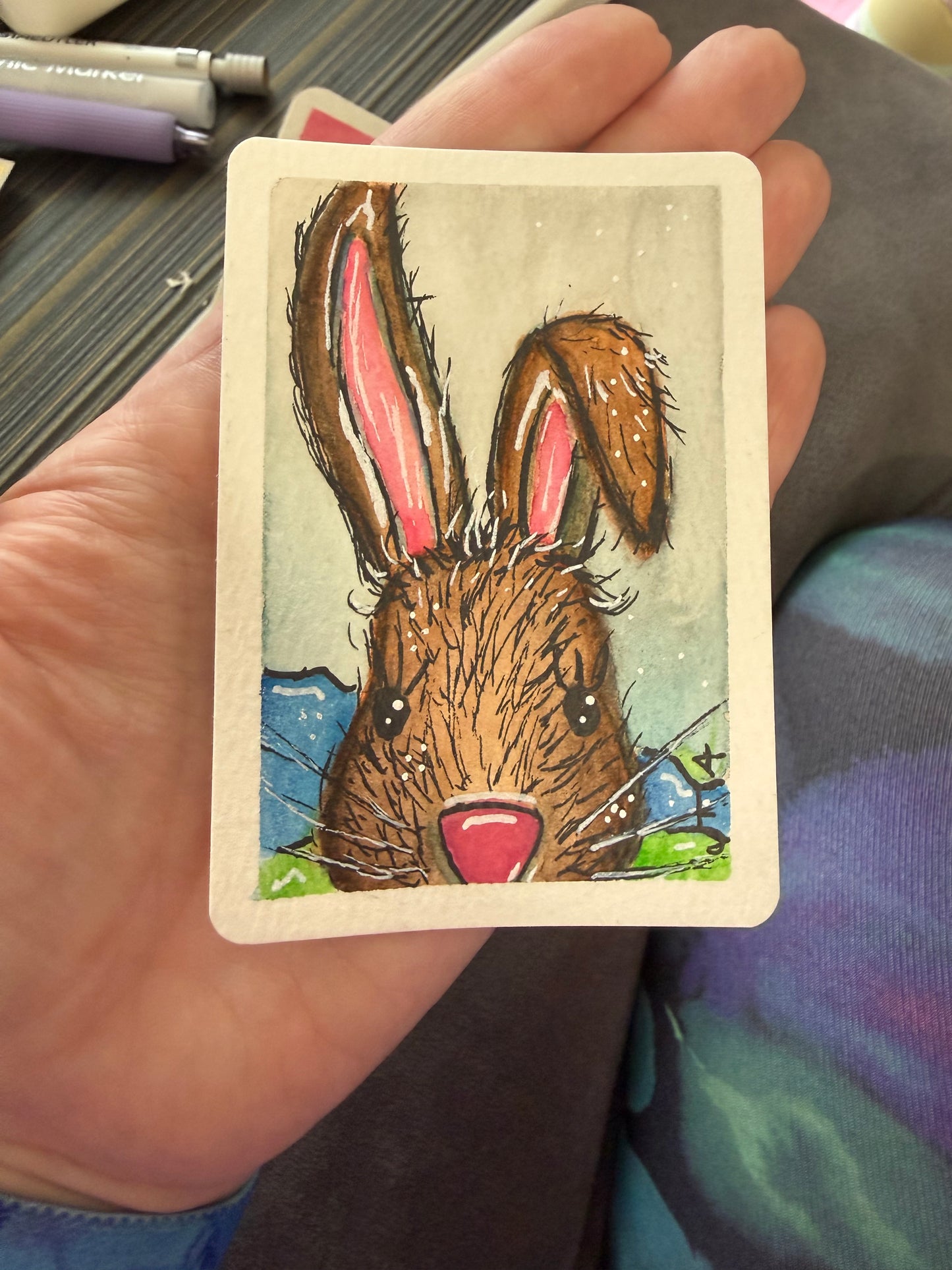 Bunny, Watercolor original/ ACEO
