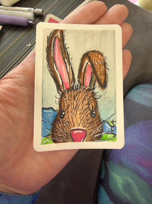 Bunny, Watercolor original/ ACEO