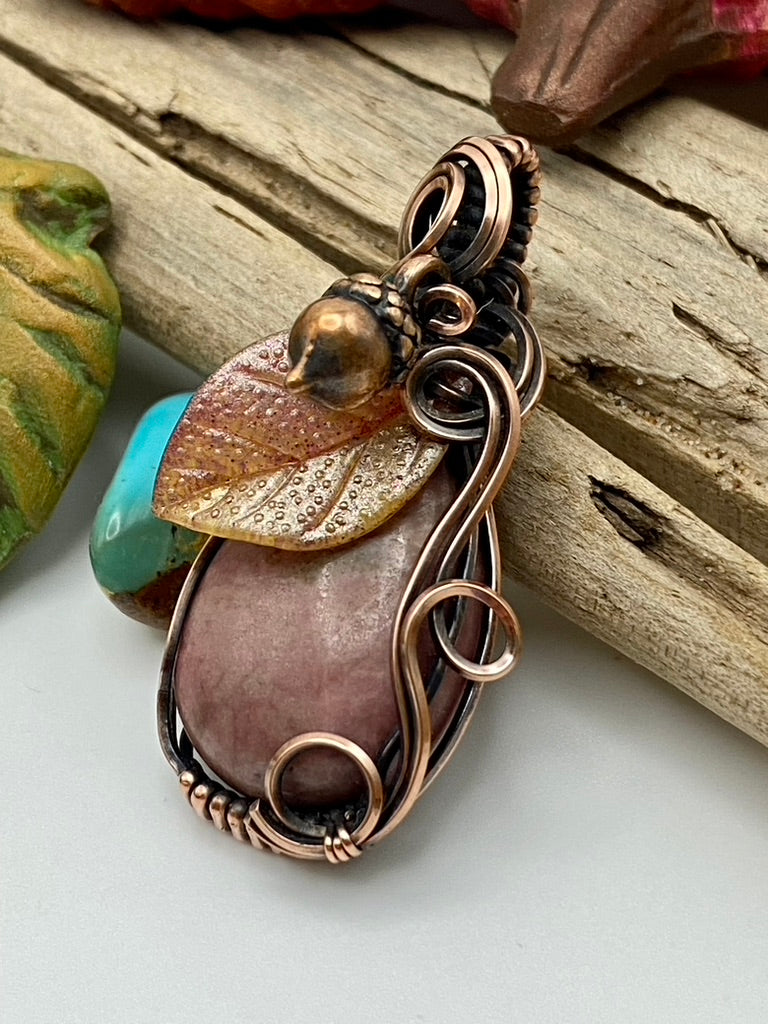Rhodonite Copper Fall Pendant