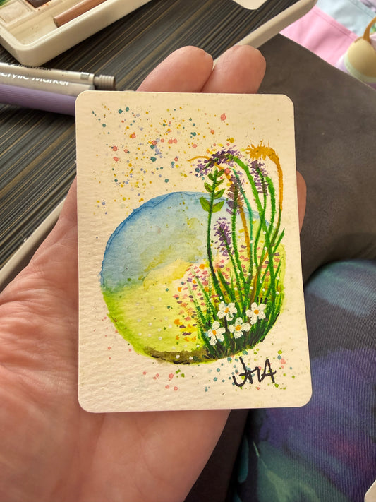 Springtime, watercolor original ACEO