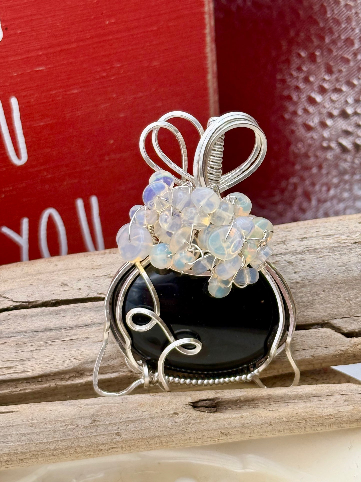 Black Obsidian/ Opal Cauldron