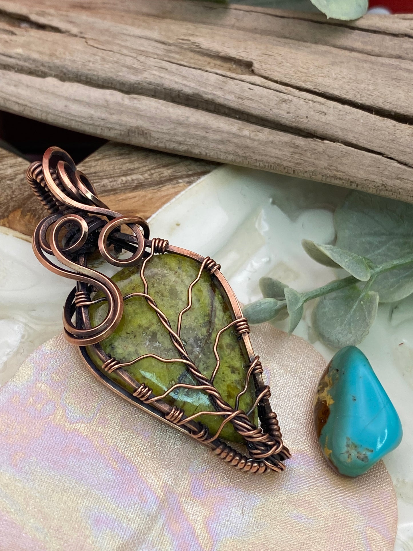 Green Opal Leaf in Copper