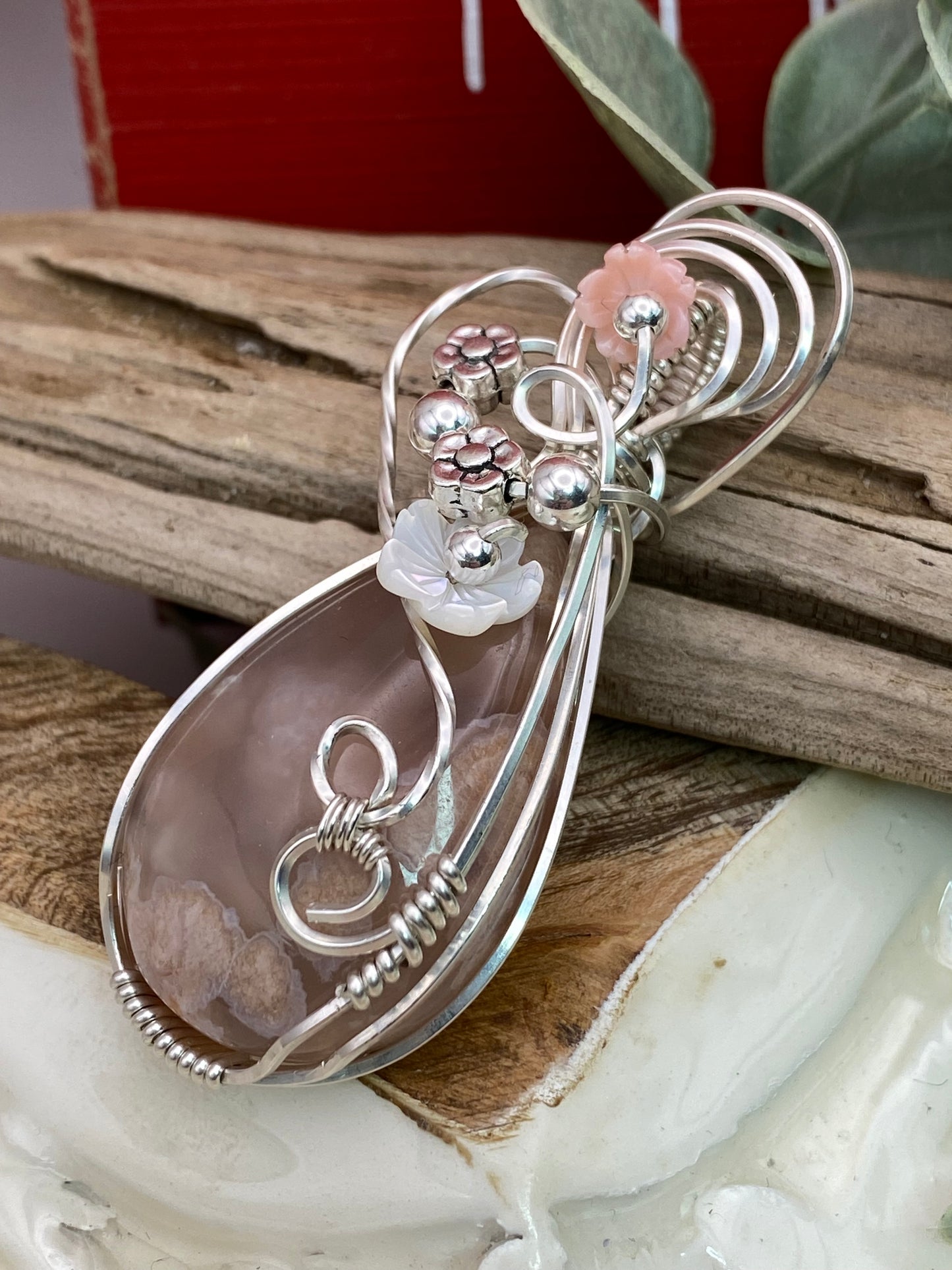 Cherry Blossom Agate in Sterling Silver