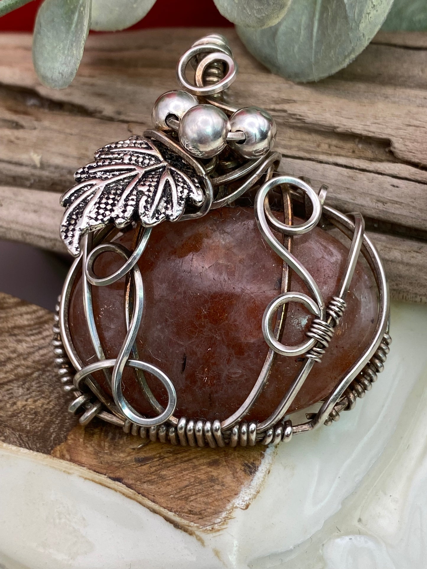 Sunstone Pumpkin in Sterling Silver