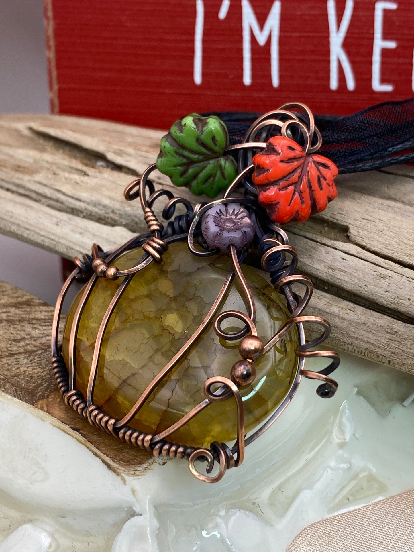 Dragon Vein Agate Pumpkin in Copper