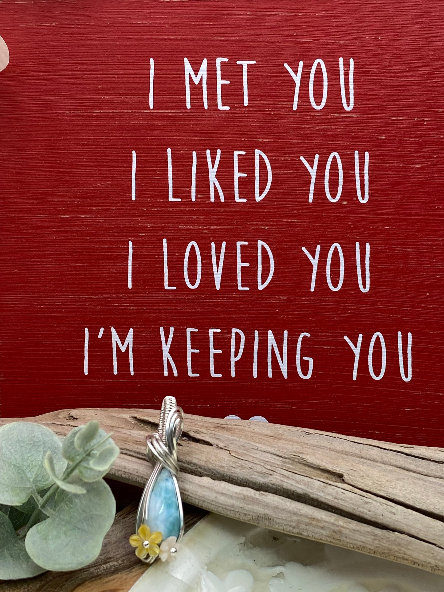 Petite Larimar and coral in Sterling Silver