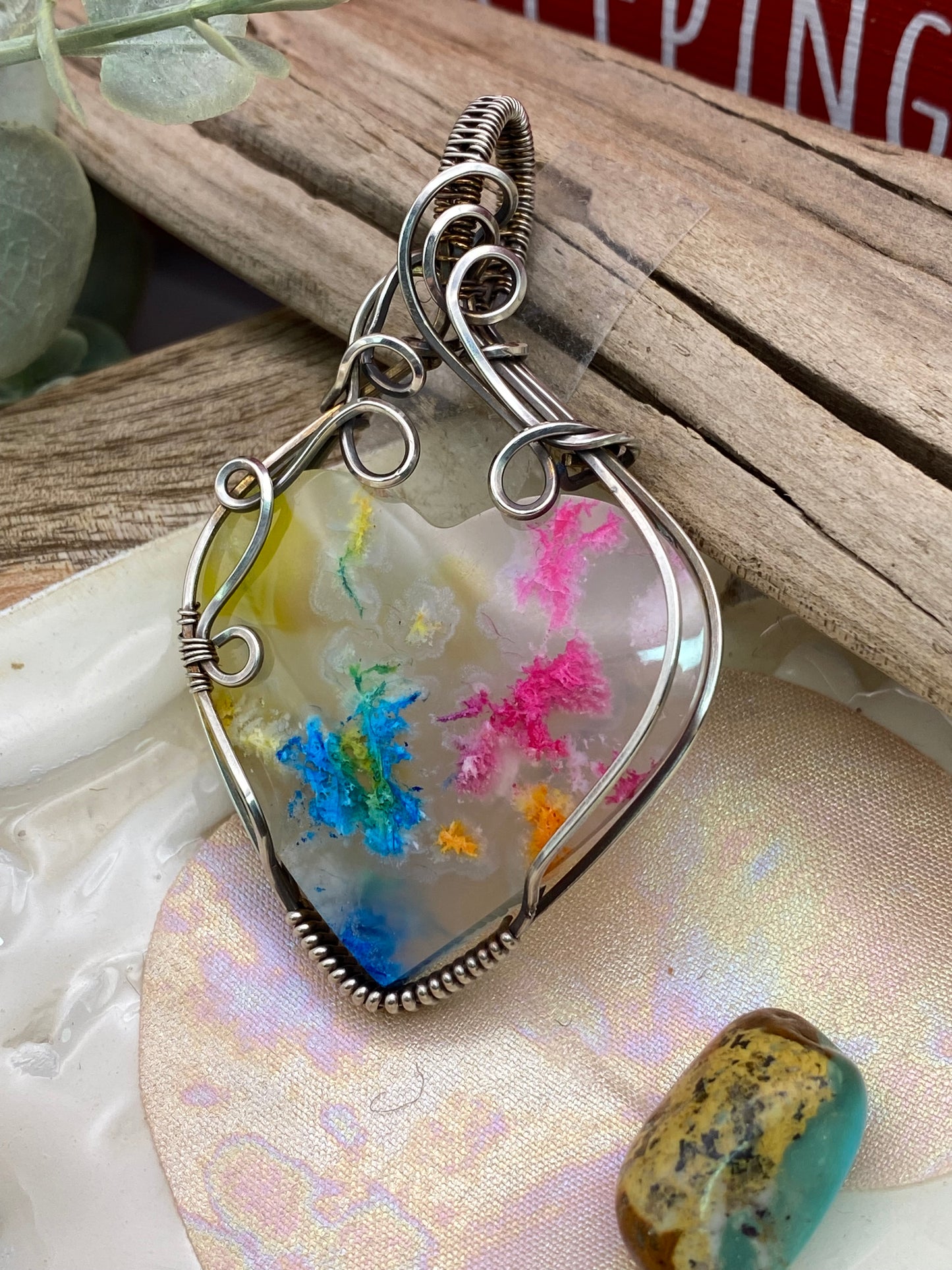 Dyed Plume Agate (swirls) in Sterling Silver