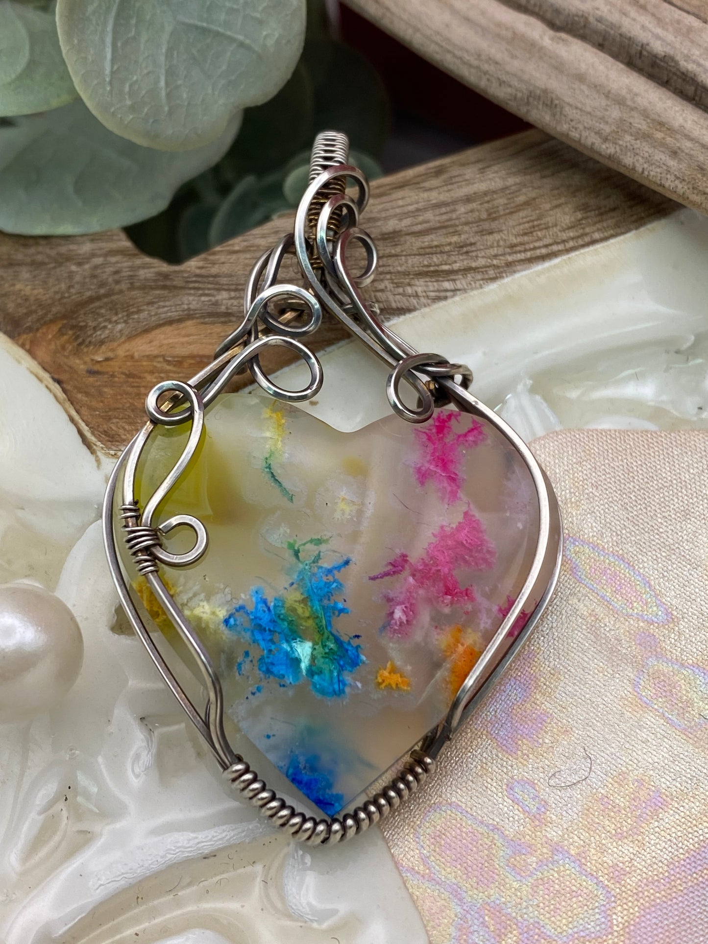 Dyed Plume Agate (swirls) in Sterling Silver