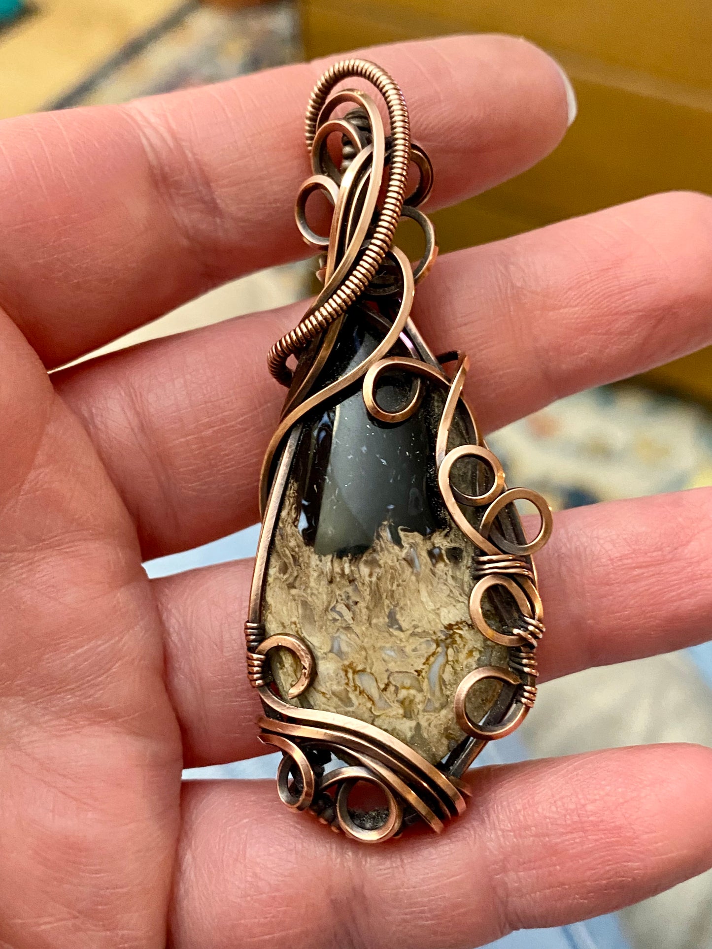 Palm Root Fossil in Copper