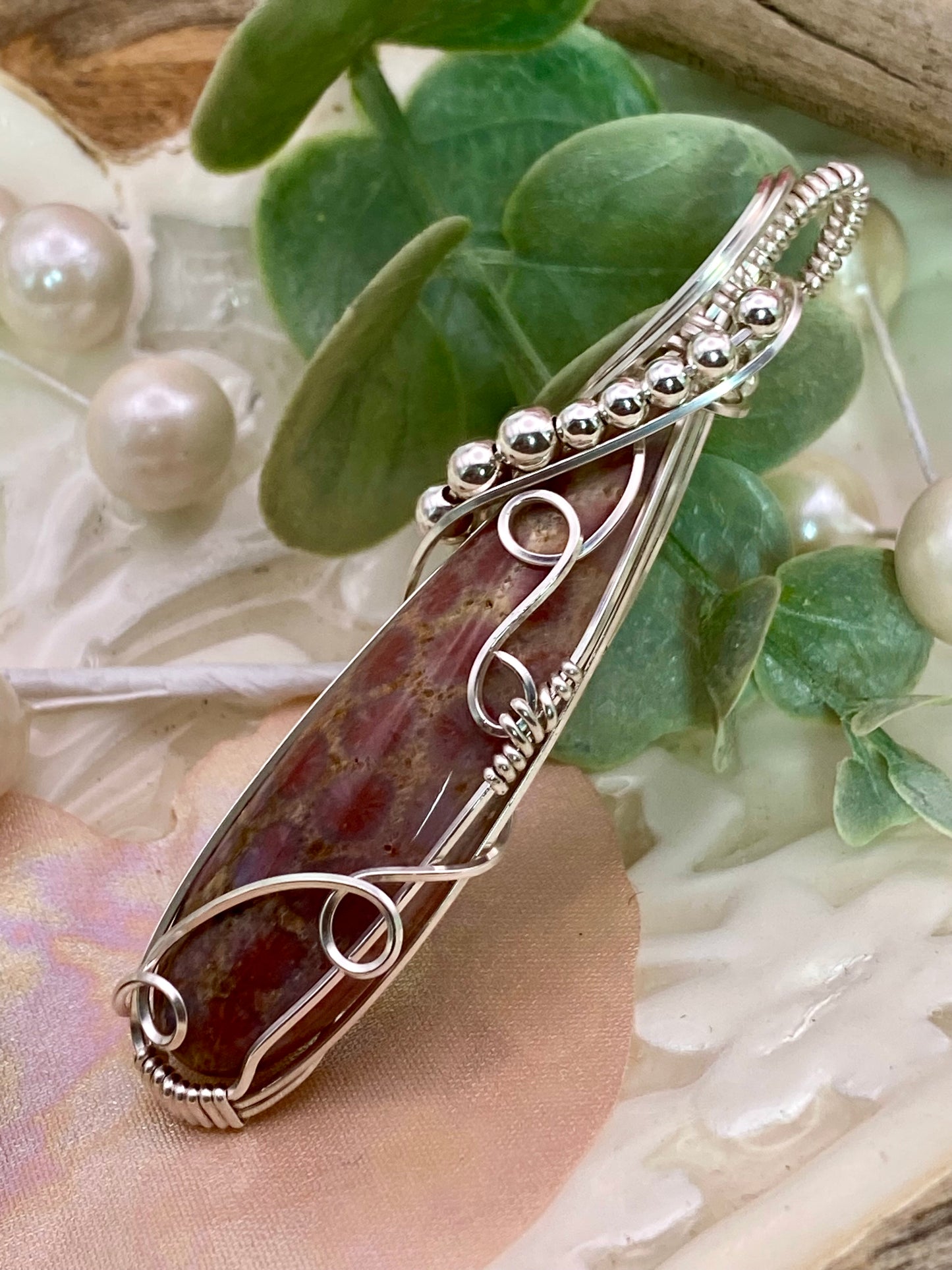 Floral Coral Fossil in Sterling Silver