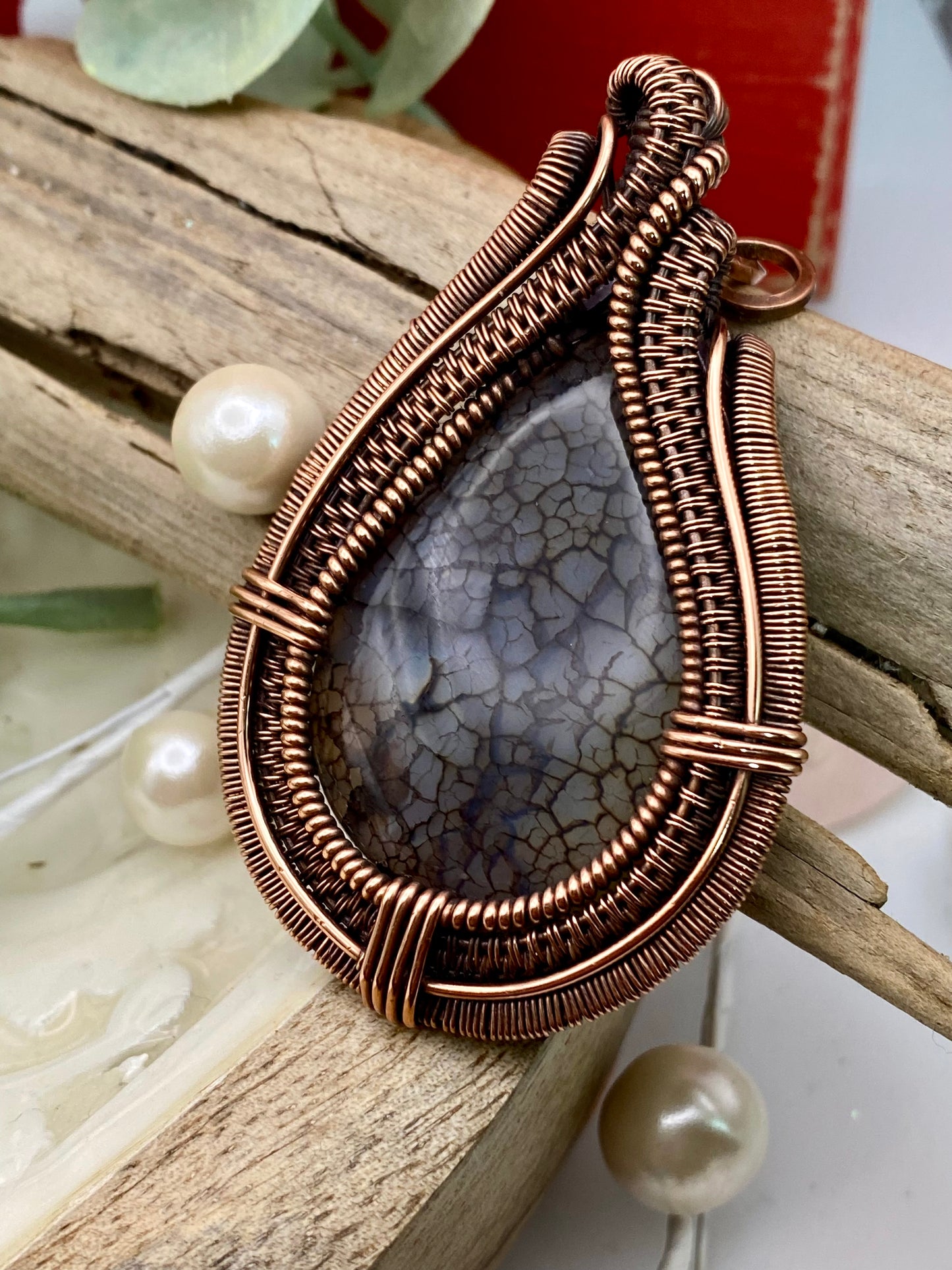 Dragon Vein, Wire Woven Copper Pendant
