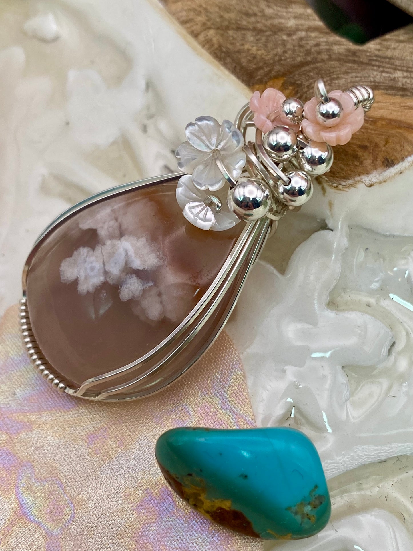 Cherry Blossom Agate in Sterling Silver