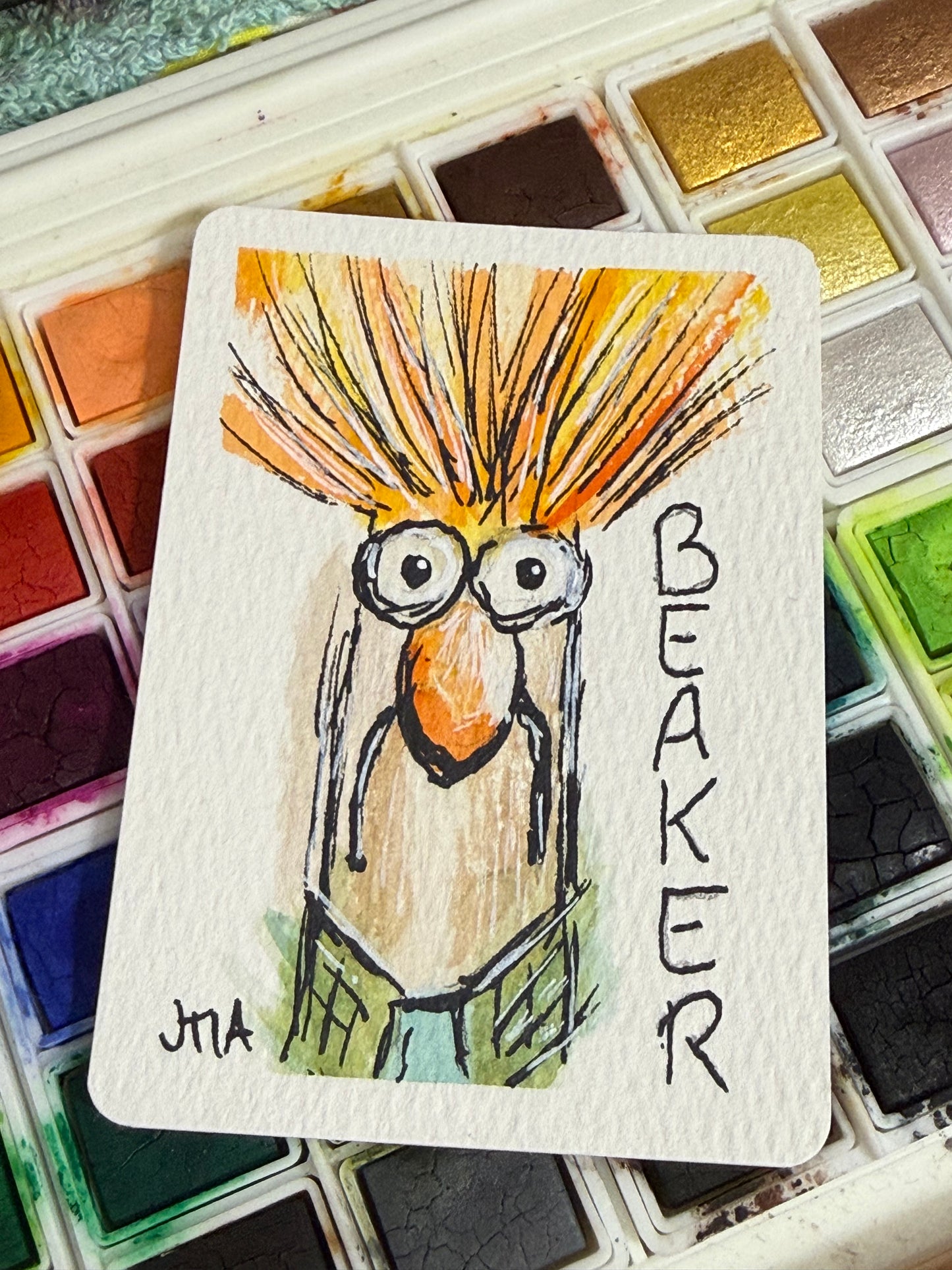 Beaker, watercolor painting original