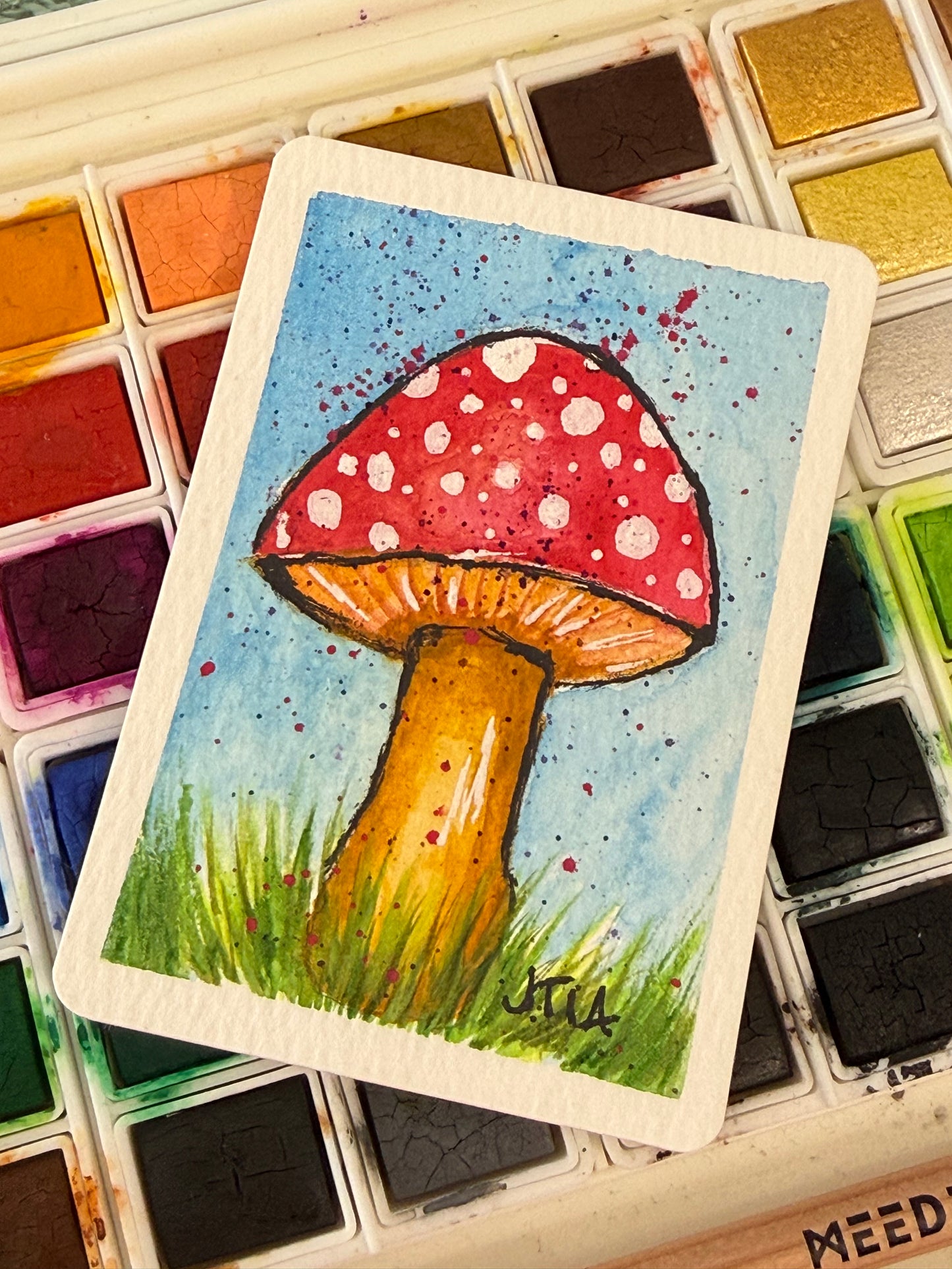 Mushroom, watercolor painting/ ACEO