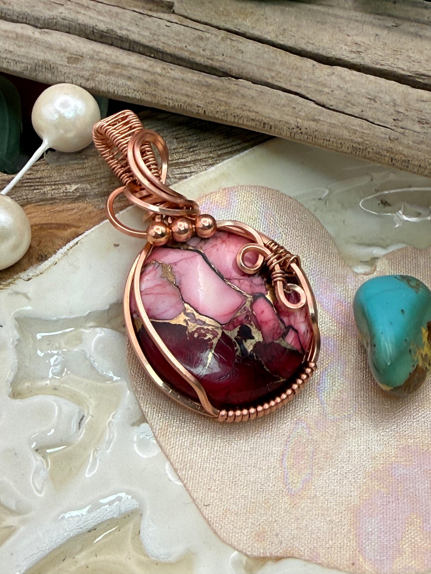 Red Dahlia (round) in Copper