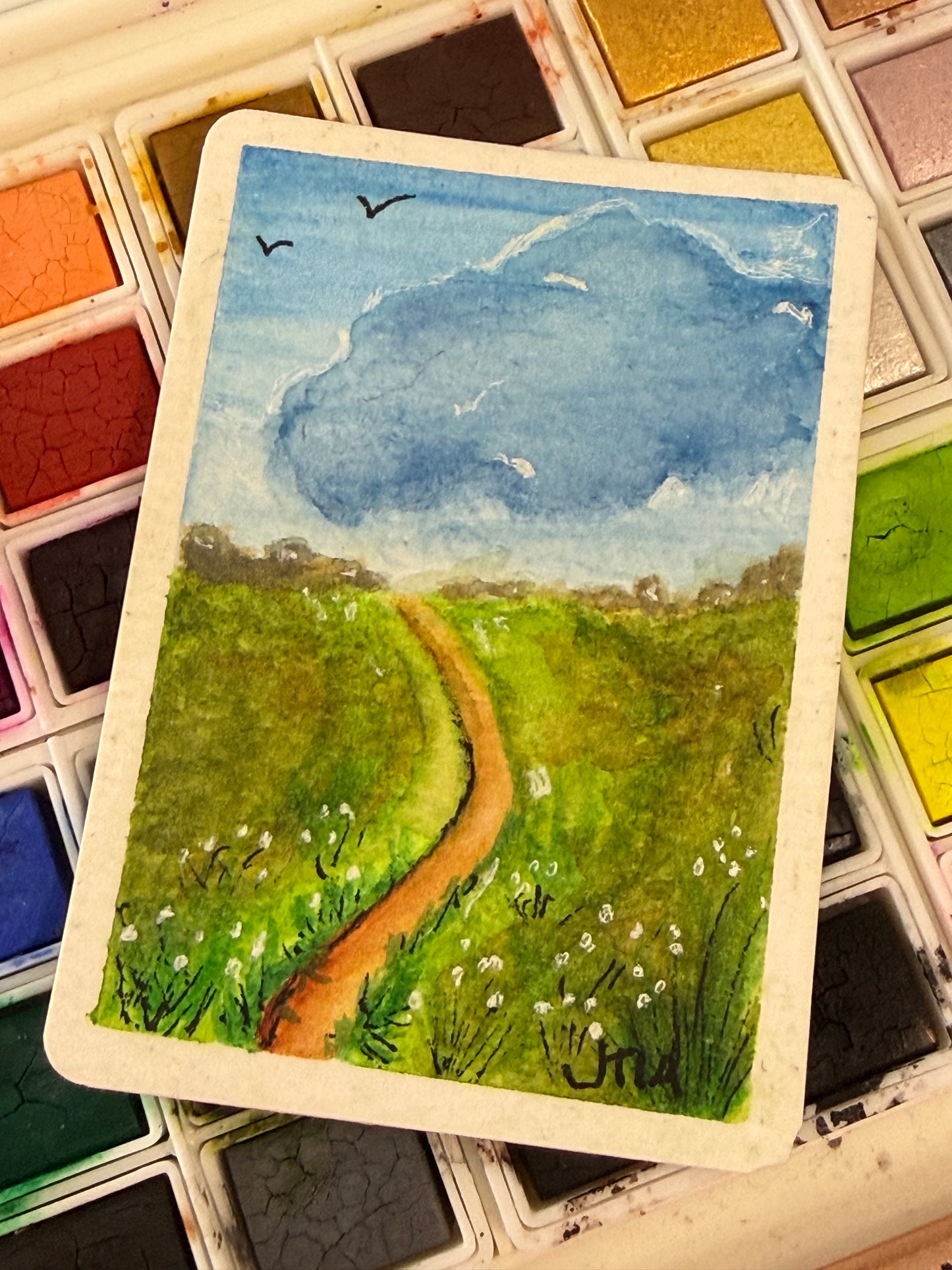 The Road Less Traveled 2, watercolor original/ ACEO