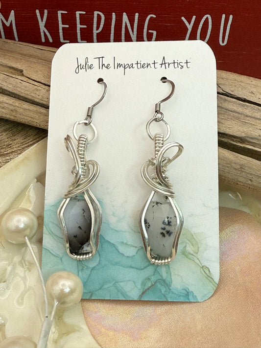 Dendritic Agate Coffin Earrings