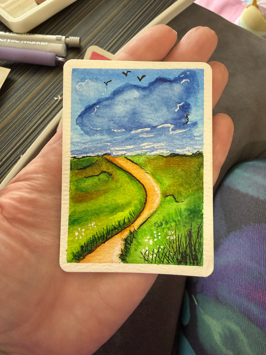 The Road Less Traveled 3, Watercolor Original/ ACEO