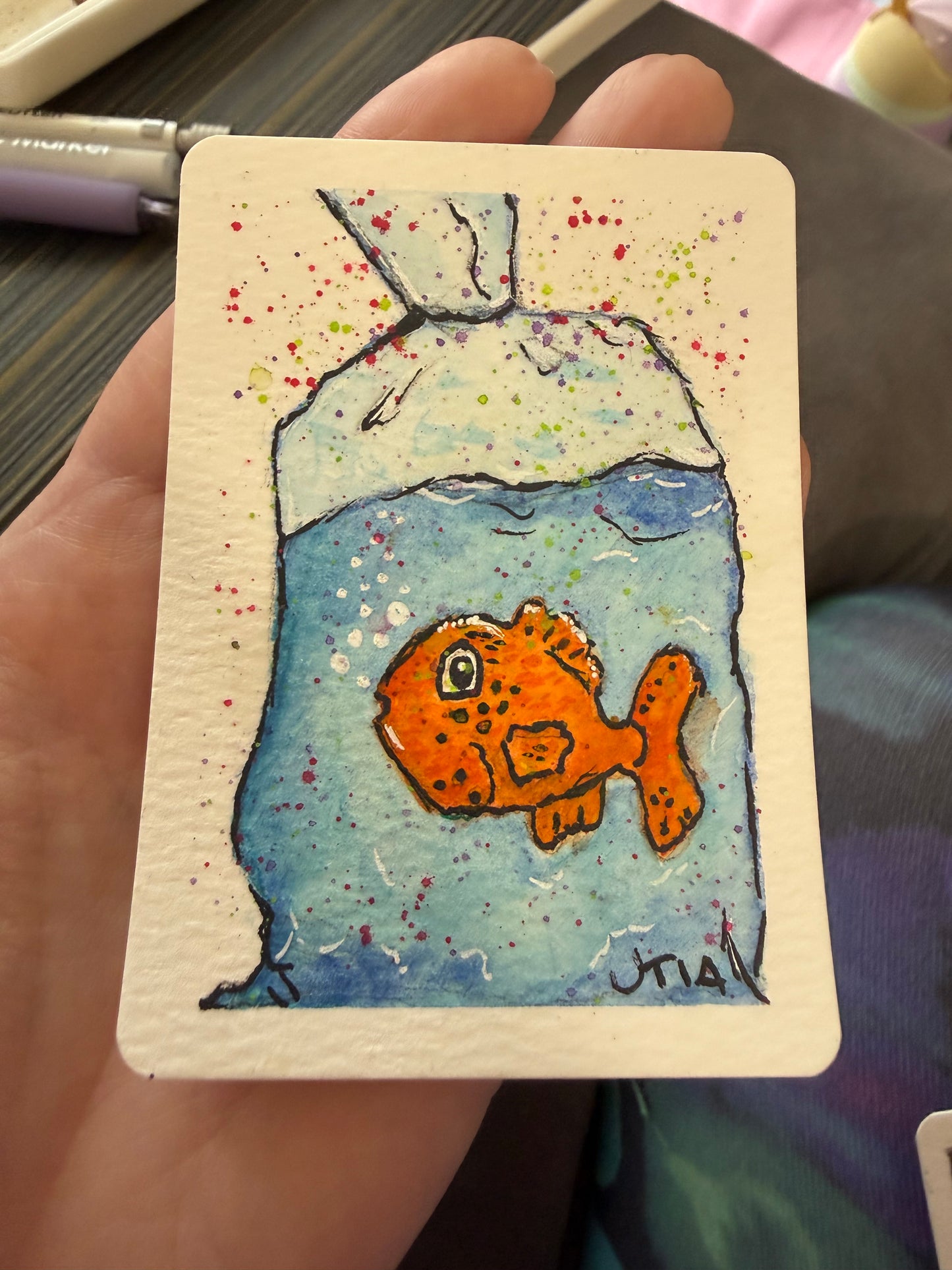 The Prize, watercolor original/ ACEO