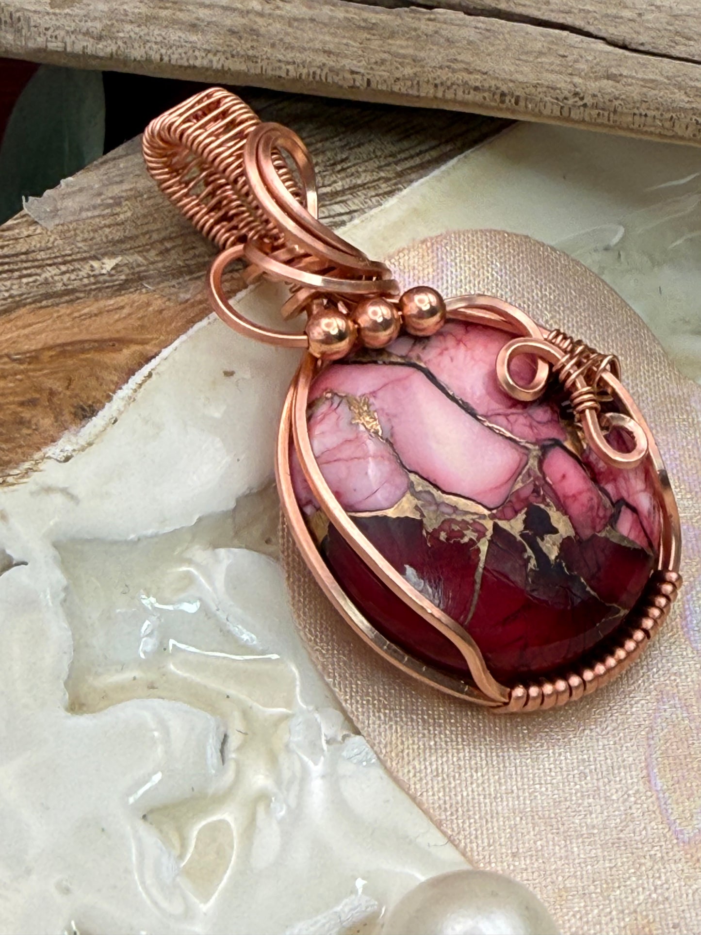 Red Dahlia (round) in Copper