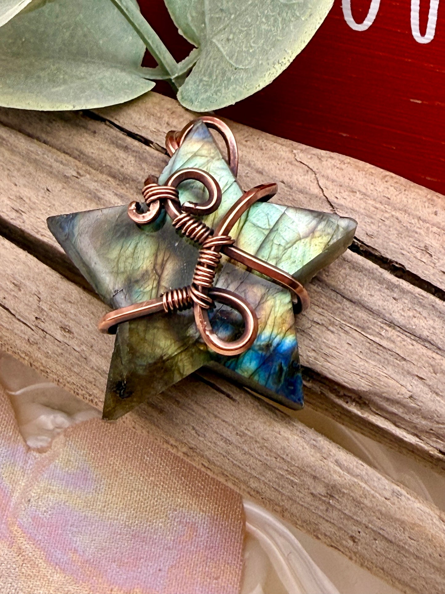 Labradorite Star, Wire Wrapped with Sterling Silver Necklace/ Pendant