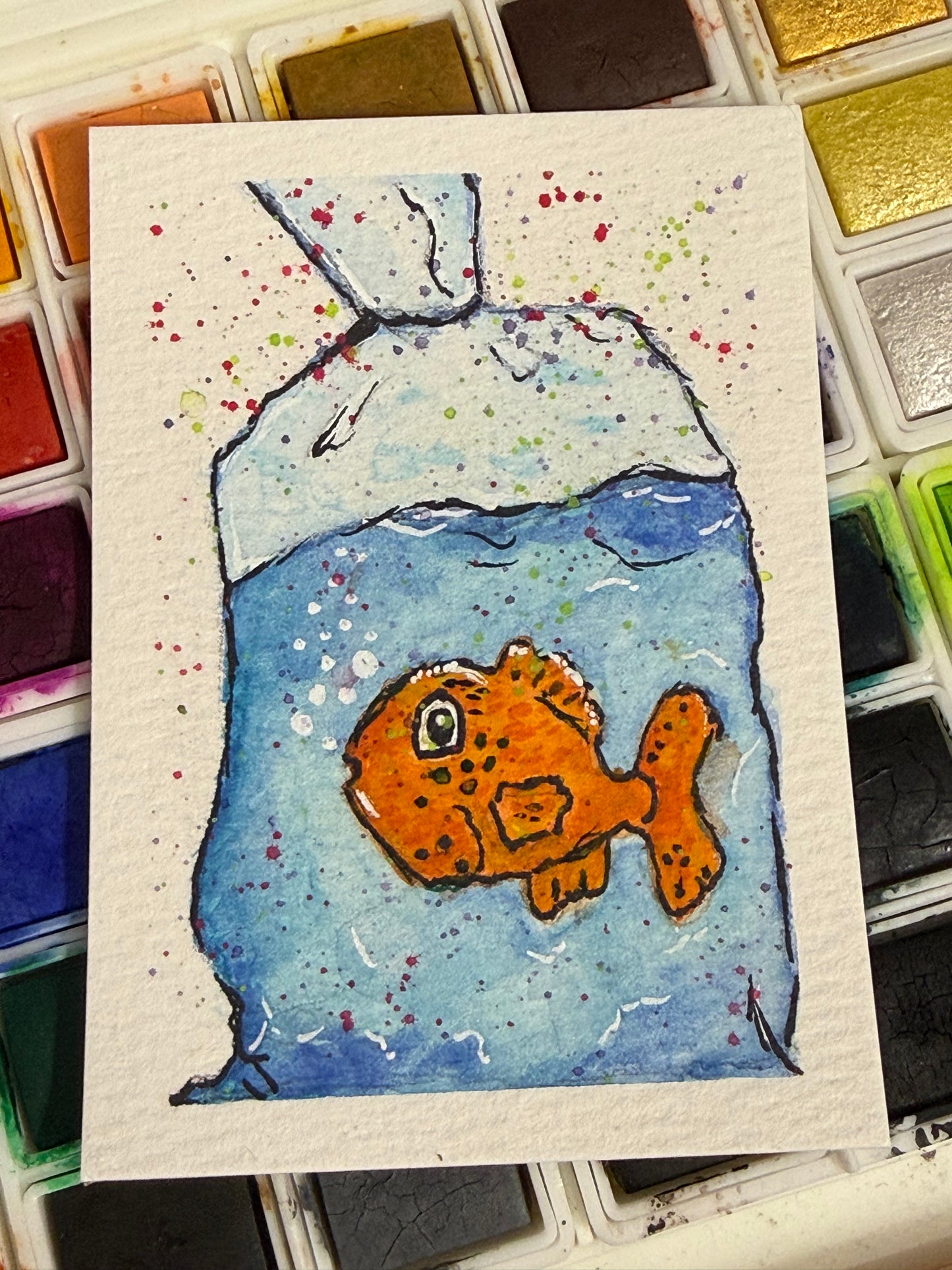 The Prize, watercolor original/ ACEO