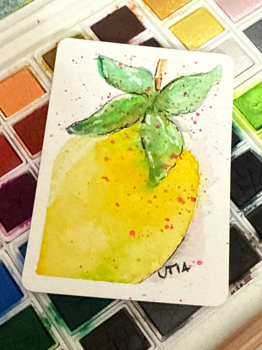 Lemon, watercolor original/ ACEO