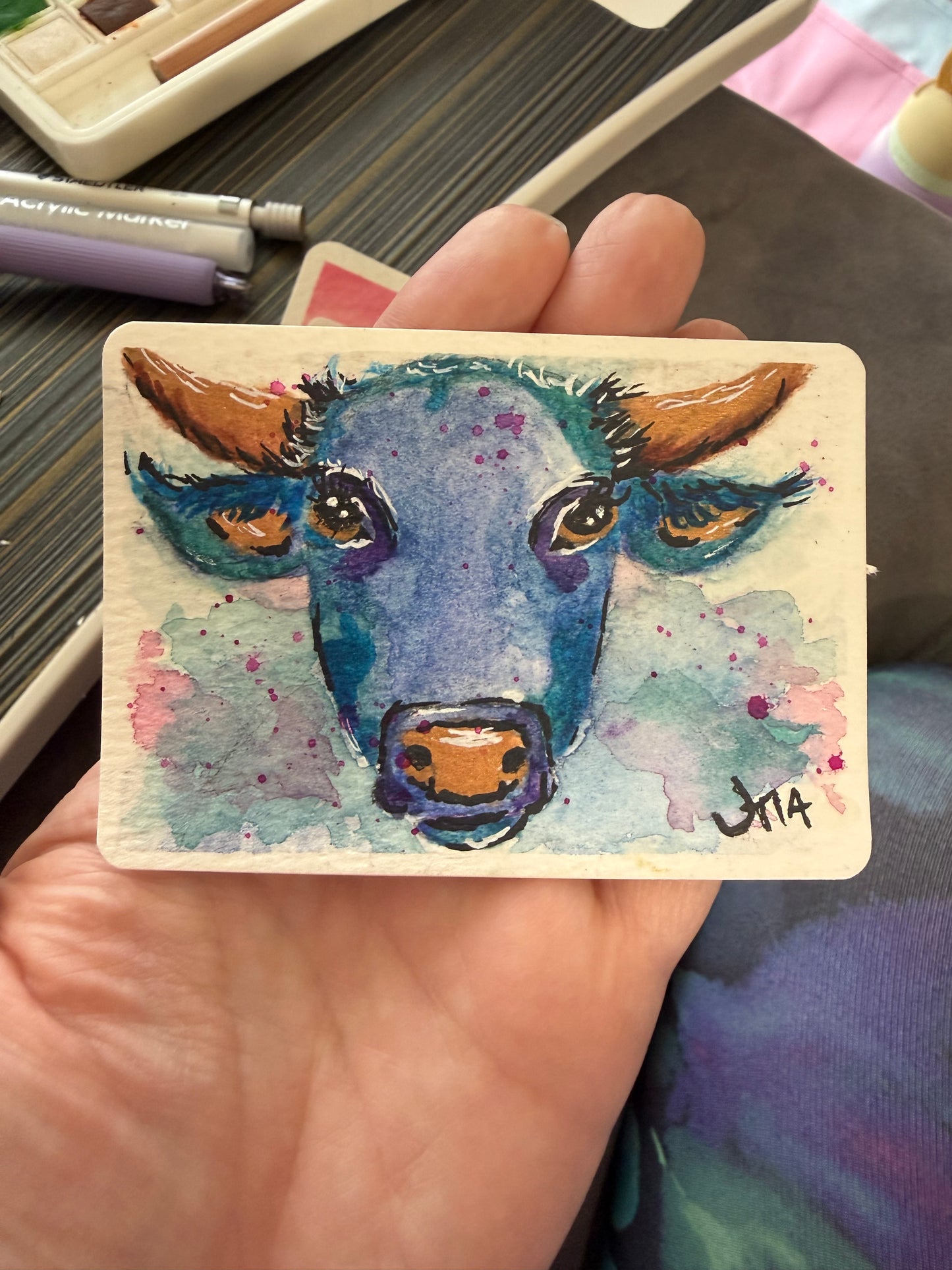 Babe, watercolor original/ ACEO