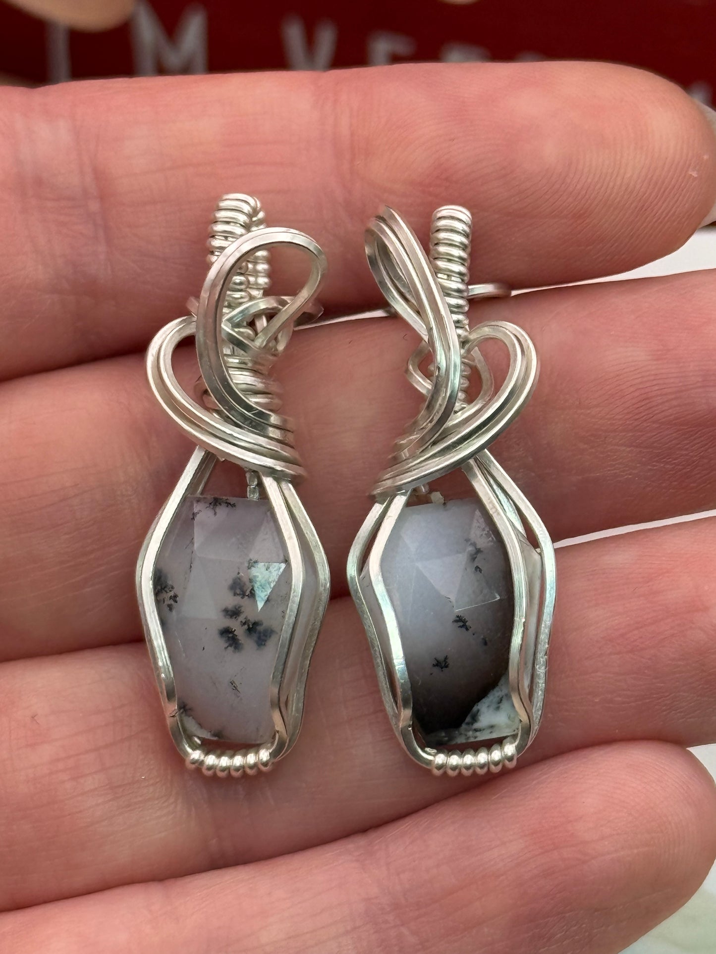 Dendritic Agate Coffin Earrings