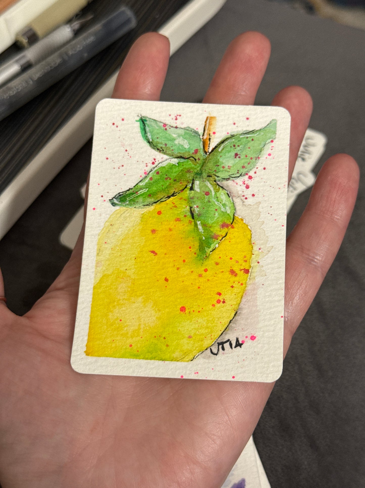 Lemon, watercolor original/ ACEO
