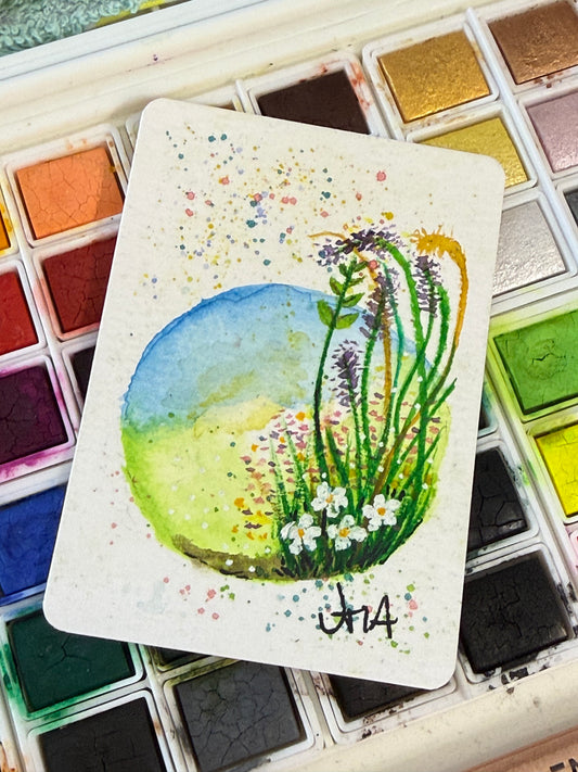 Springtime, watercolor original ACEO