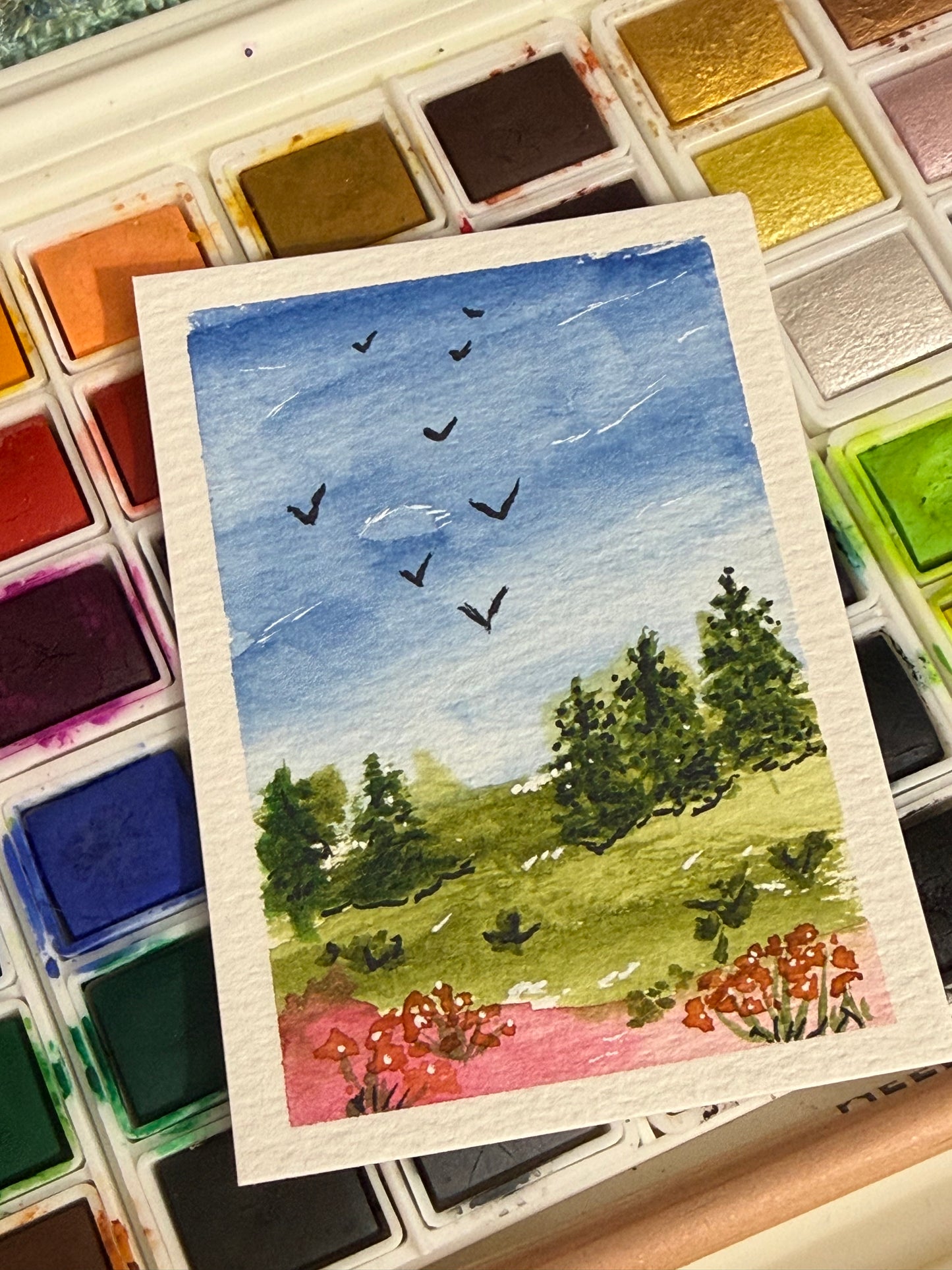 Fly-Away, watercolor original/ ACEO