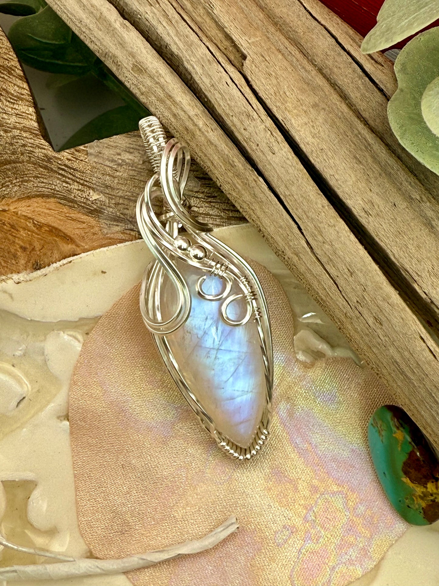 Moonstone Elegance, wrapped in Sterling Silver