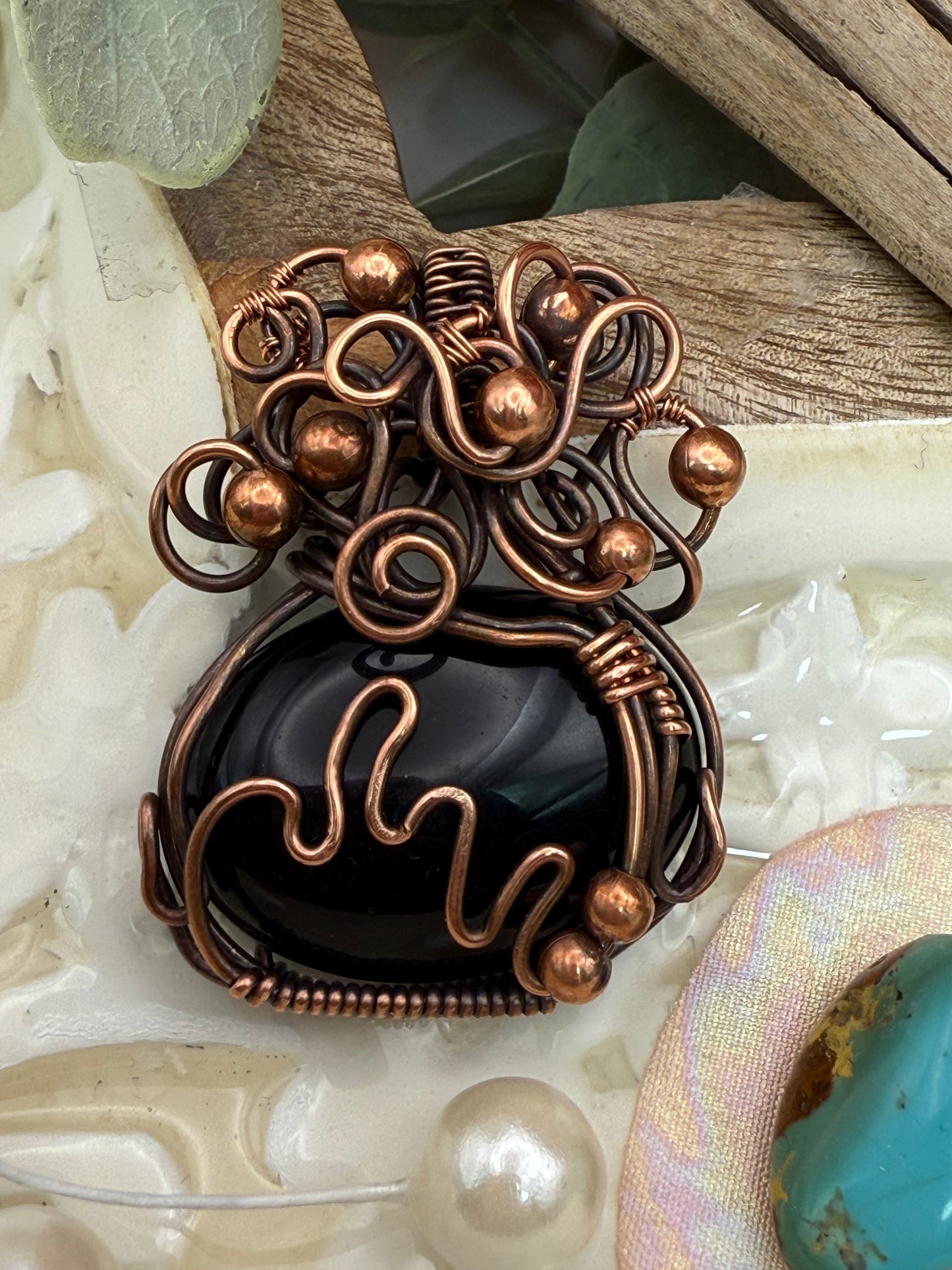Black Obsidian Cauldron in Copper