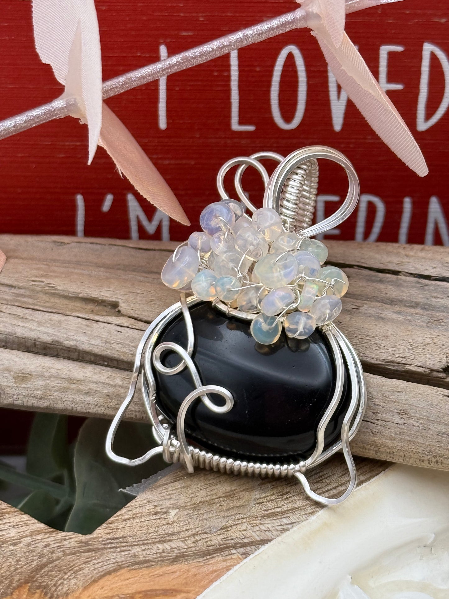 Black Obsidian/ Opal Cauldron