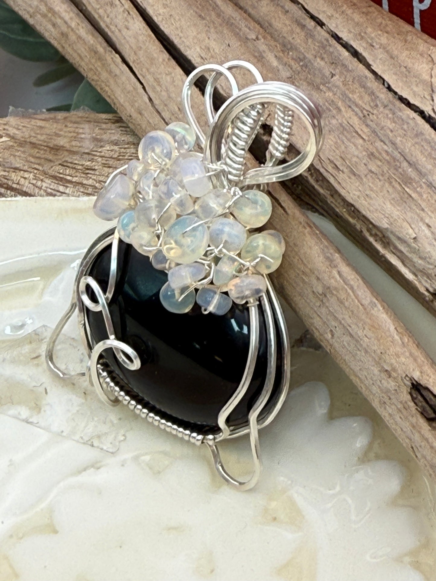 Black Obsidian/ Opal Cauldron