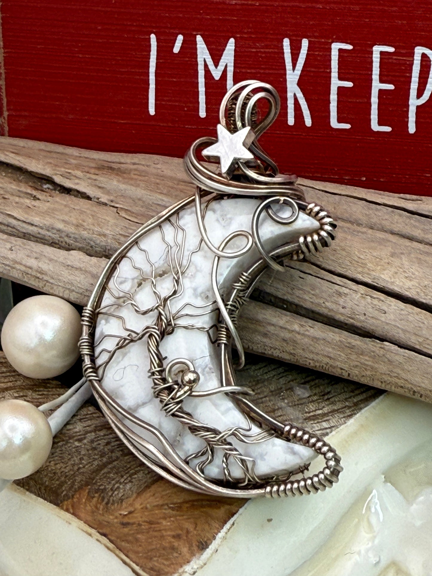 Moon White Lace Druzy Agate, Sterling Silver