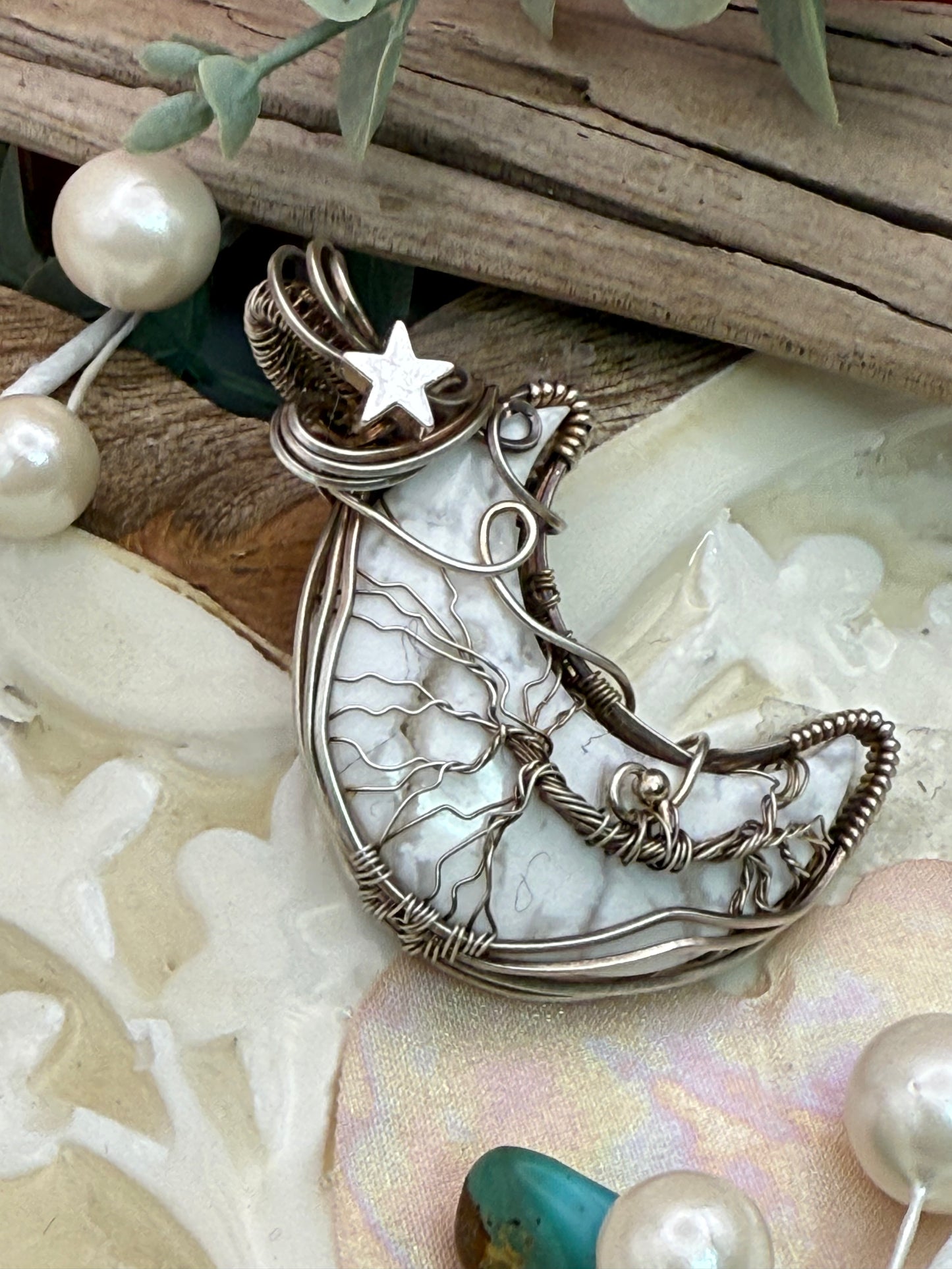 Moon White Lace Druzy Agate, Sterling Silver