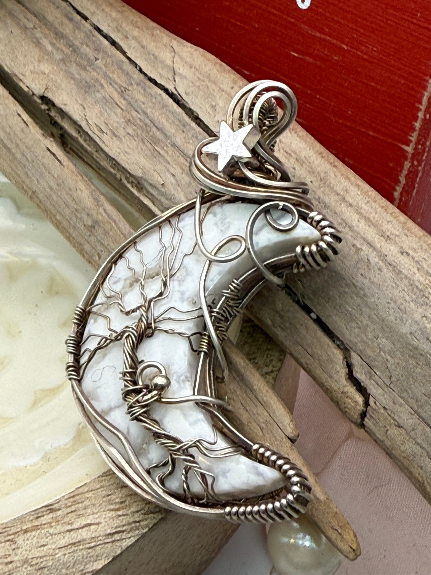 Moon White Lace Druzy Agate, Sterling Silver