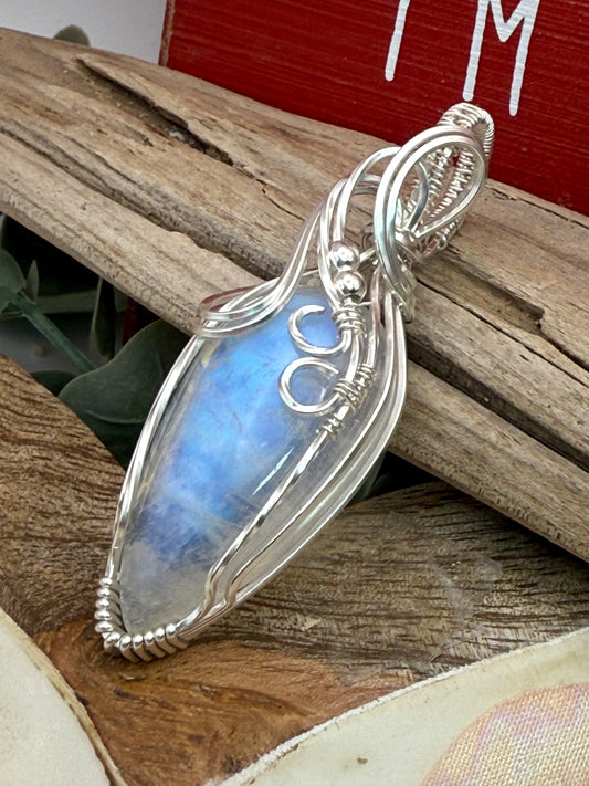 Moonstone Elegance, wrapped in Sterling Silver