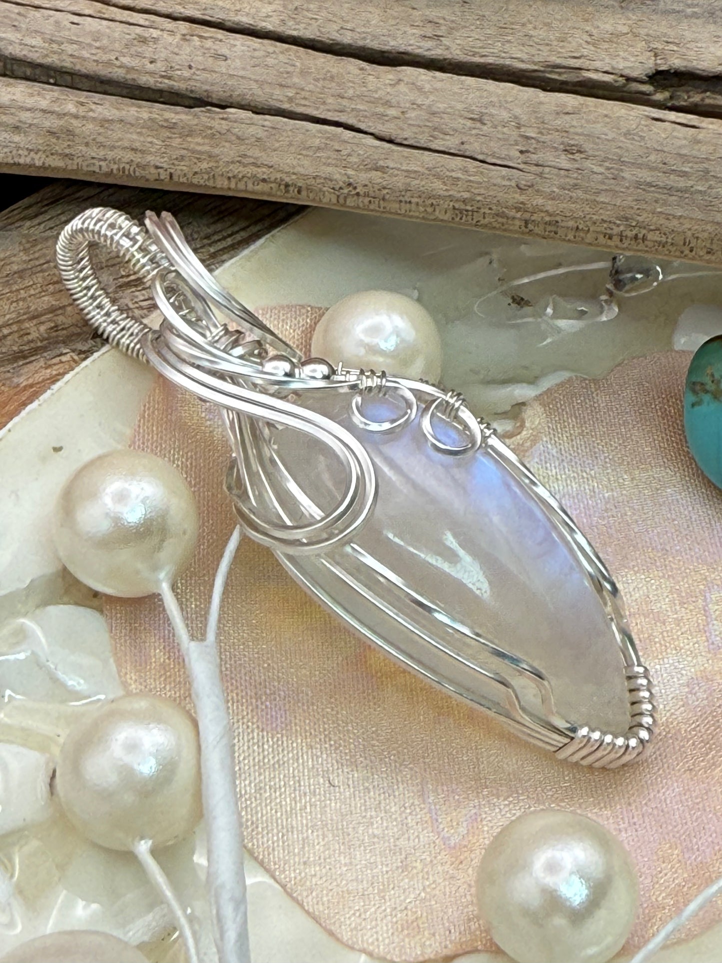 Moonstone Elegance, wrapped in Sterling Silver