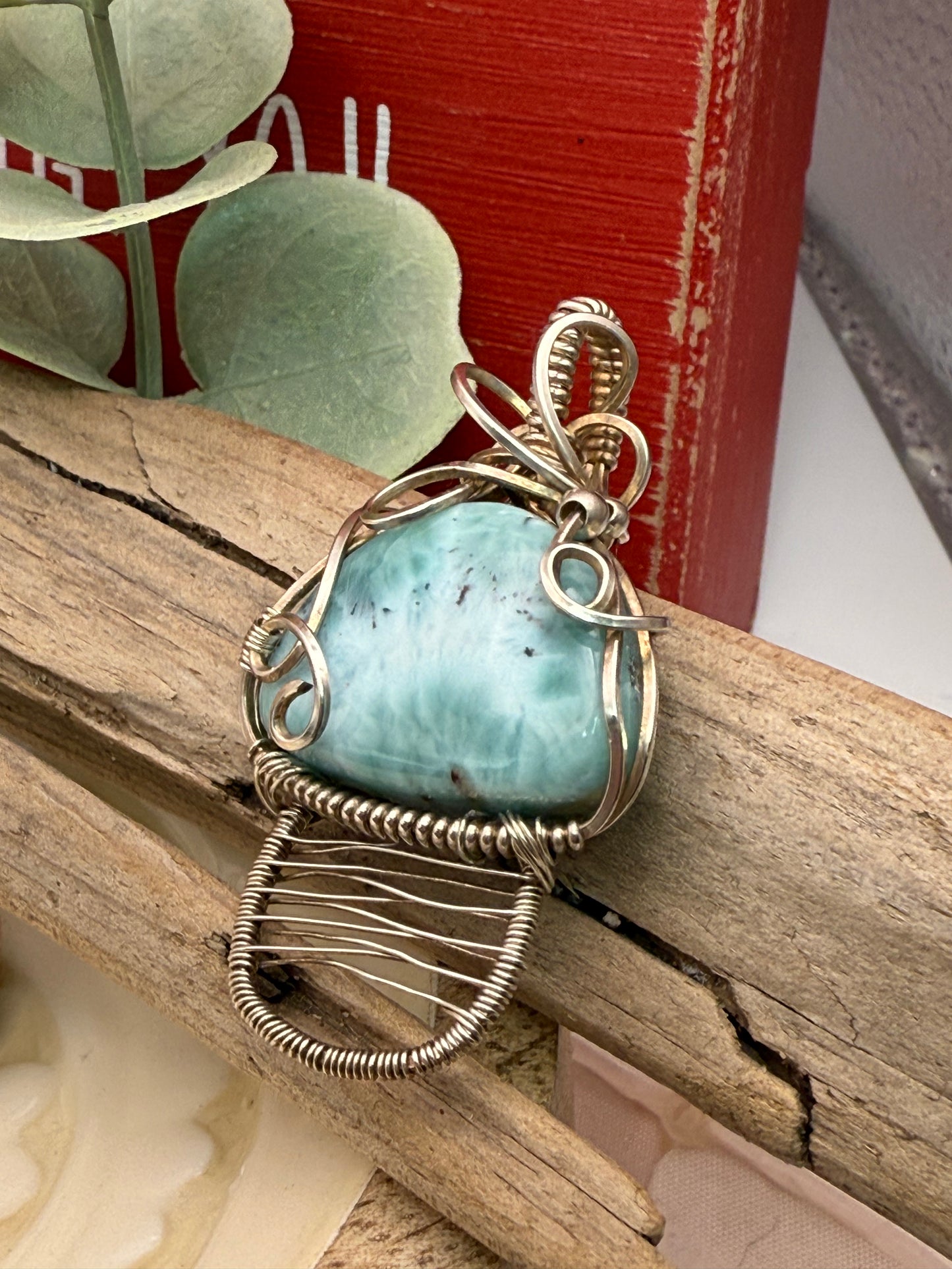 Larimar Mushroom, Sterling Silver