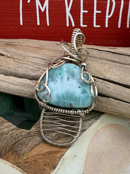 Larimar Mushroom, Sterling Silver