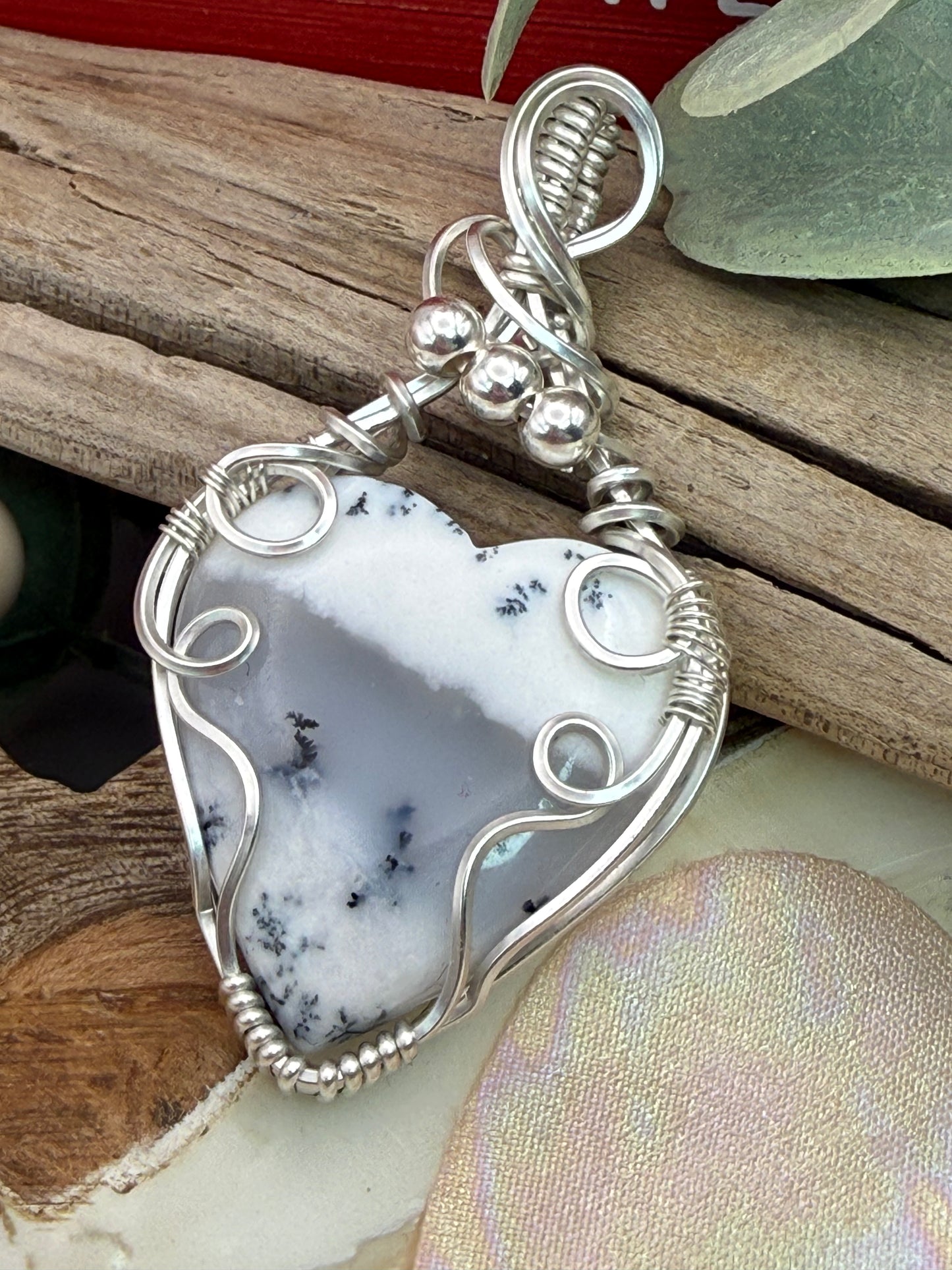 Dendritic Opal Heart in Sterling Silver