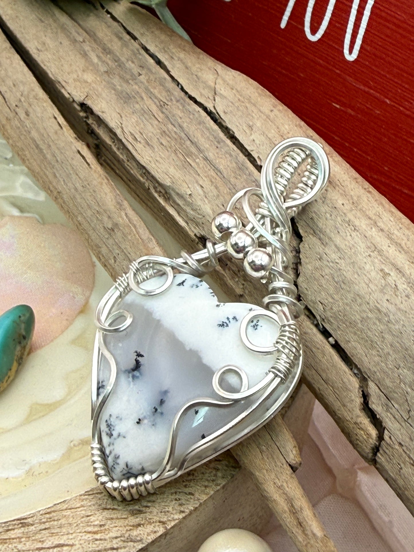 Dendritic Opal Heart in Sterling Silver