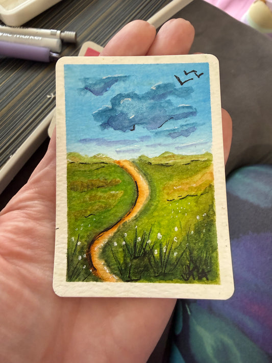 The Road Less Traveled 1, watercolor original/ ACEO
