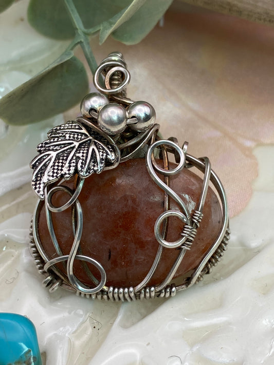 Sunstone Pumpkin in Sterling Silver