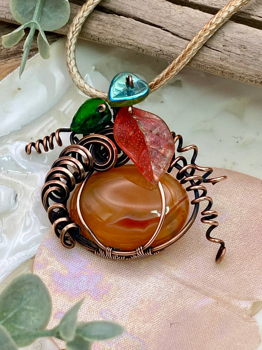 Agate Pumpkin 2  oxidized in Copper